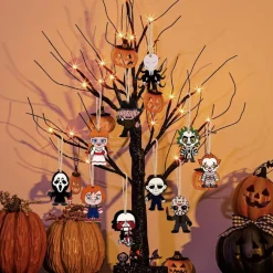 10 Pieces Halloween Ornaments for Tree - Wooden Hanging Horror Movie Characters for Halloween Trees - Scary Halloween Party Decorations
