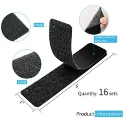 16 Pieces Hook and Loop Tape Sticky Back,1 in.x 4 in. Double-Sided Command Adhesive Strip Heavy Duty
