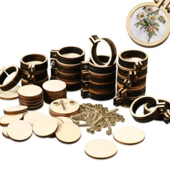 20 Pieces 1 Inch Mini Embroidery Hoops Christmas Wooden Small Tiny Embroidery Hoops Adjustable Circle Cross Stitch Ring Bulk for Home Ornaments Art Craft Handy Sewing