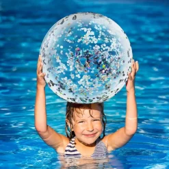 10 Pieces Inflatable Beach Balls 16 Inch Glitter Summer Swimming Pool Balls