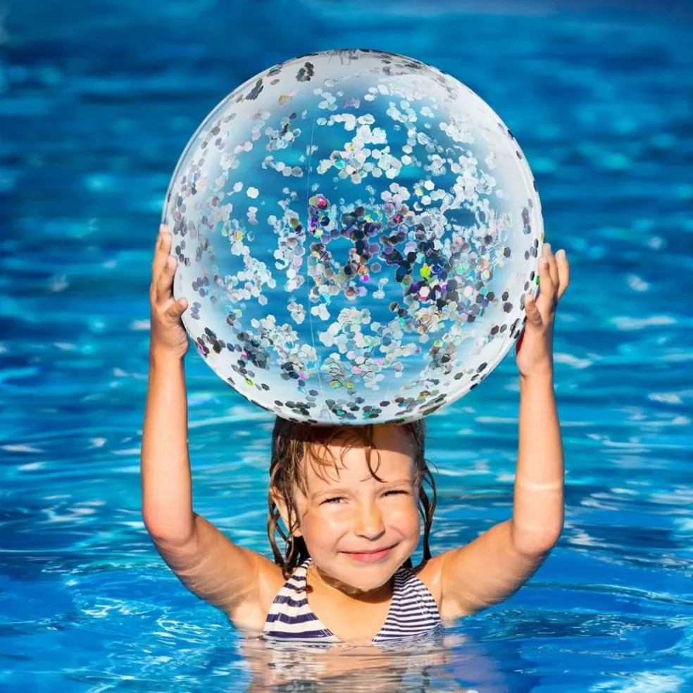 10 Pieces Inflatable Beach Balls 16 Inch Glitter Summer Swimming Pool Balls