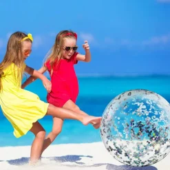 10 Pieces Inflatable Beach Balls 16 Inch Glitter Summer Swimming Pool Balls