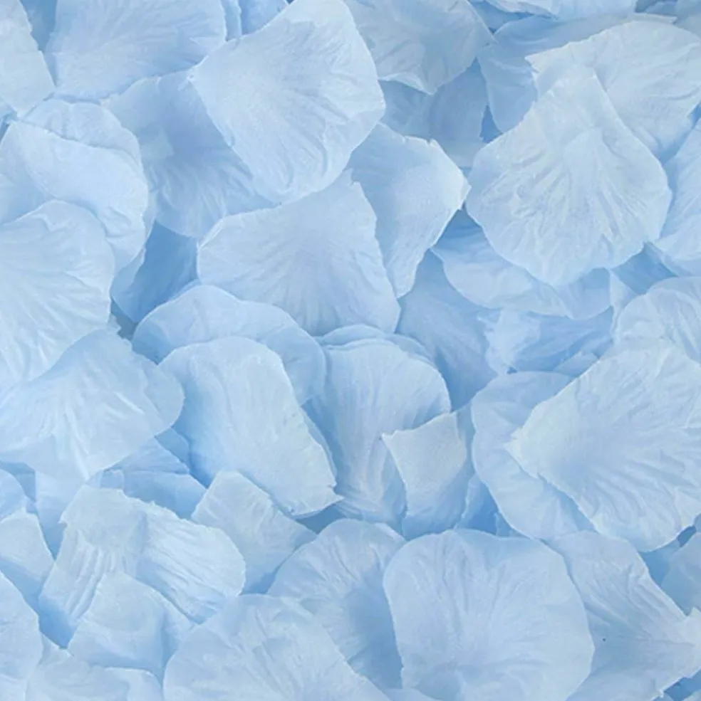 1000 Pieces Light Blue Artificial Silk Rose Petals Flower Decoration Wedding Party Color Light Blue
