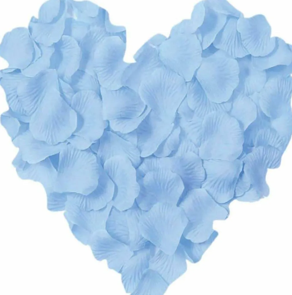 1000 Pieces Light Blue Artificial Silk Rose Petals Flower Decoration Wedding Party Color Light Blue
