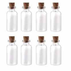 24 Pieces Mini Clear Glass Jars Bottles with Cork Stoppers for Arts & Crafts, Projects, Decoration, Party Favors - Size: 1-1/2" Tall X 3/4 Inches Diameter