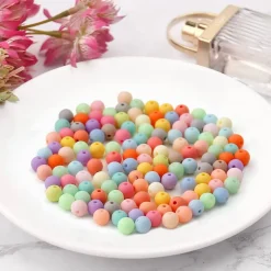 1000 Pieces 6MM Matte Mix Colors Acrylic Round Beads, Frosted Round Acrylic Balls Gumball Beads, Bubblegum Beads Chunky Beads, Plastic Resin Beads for Necklace and Bracelet Making, Crafting Supplies