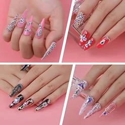 2400 Pieces Nail Art Rhinestones Kit Nail Gems Ab Flatback Rhinestones Gems Stones, with Storage Organizer Box/Wax Pencil/Tweezers 6 Sizes (1.5-4.5 mm) for Nail Art Craft (2400pcs)