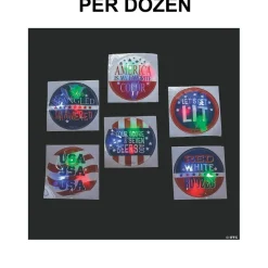12 Pieces Patriotic Light-Up Badges with Adult Sayings