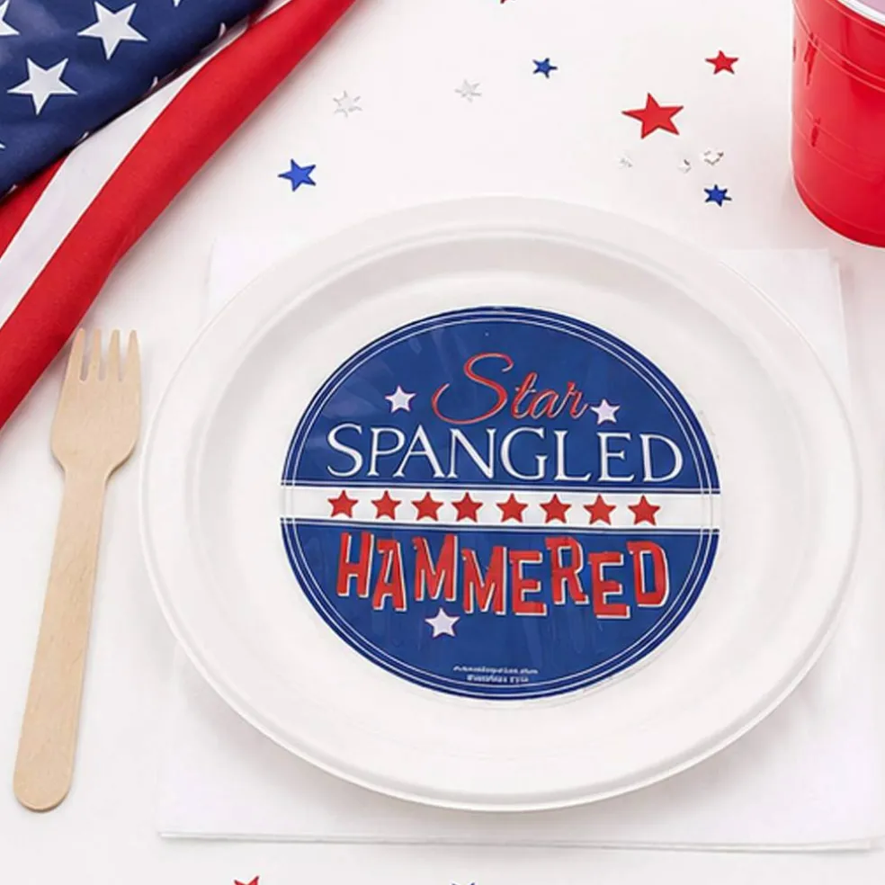 12 Pieces Patriotic Light-Up Badges with Adult Sayings