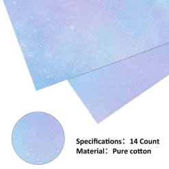 4 Pieces Printed Aida Cloth 14 Count Cross Stitch Fabric, Embroidery Cloth, 18 x 12 Inch, Starry Sky Printed Patterns