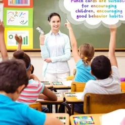 320 Pieces Punch Cards, Incentive Loyalty Reward Card Student Awards Loyalty Cards for Business, Classroom, Kids Behavior, Students, Teachers, 3.5 x 2 Inch, 4 Styles (20 Punches)