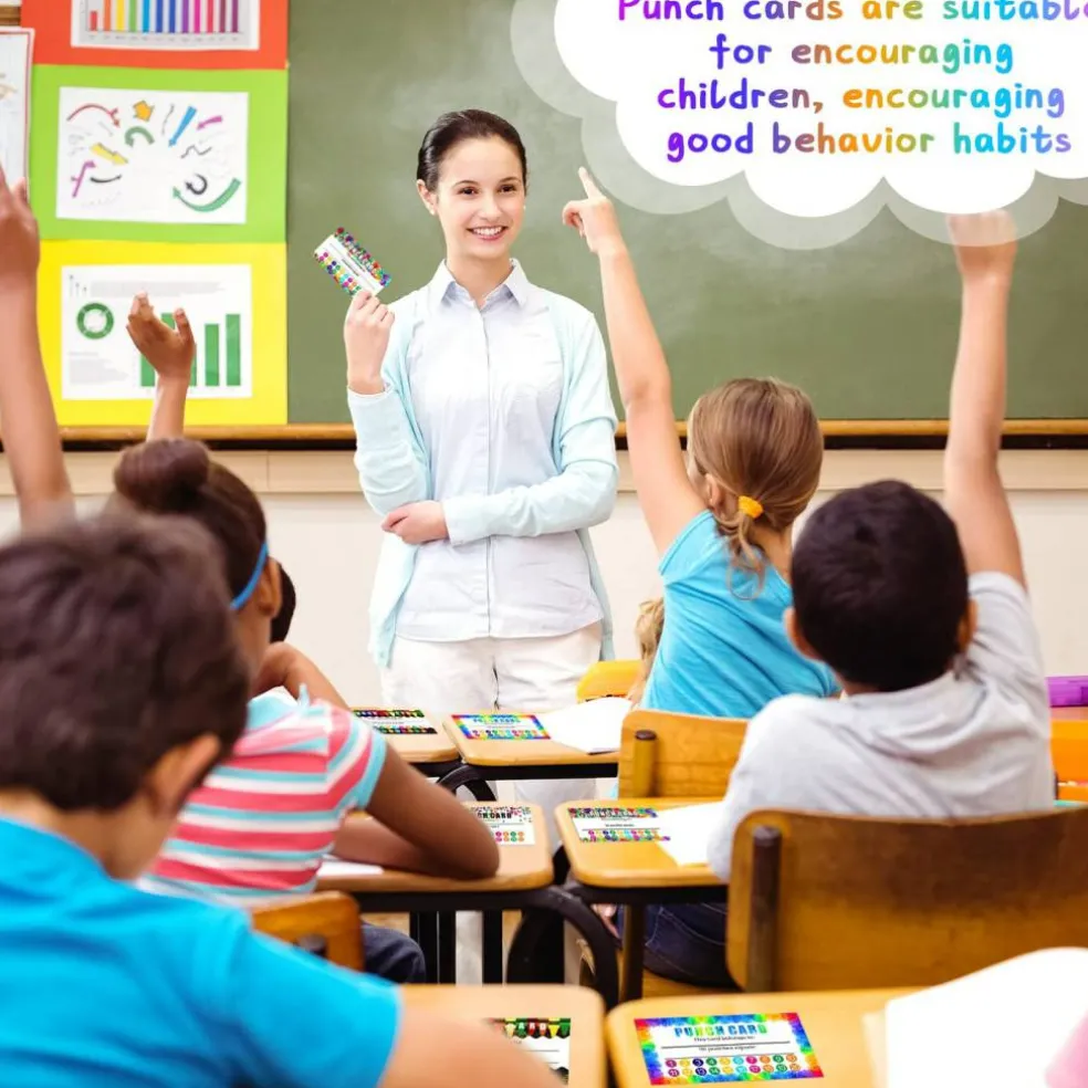 320 Pieces Punch Cards, Incentive Loyalty Reward Card Student Awards Loyalty Cards for Business, Classroom, Kids Behavior, Students, Teachers, 3.5 x 2 Inch, 4 Styles (20 Punches)