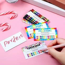 320 Pieces Punch Cards, Incentive Loyalty Reward Card Student Awards Loyalty Cards for Business, Classroom, Kids Behavior, Students, Teachers, 3.5 x 2 Inch, 4 Styles (20 Punches)