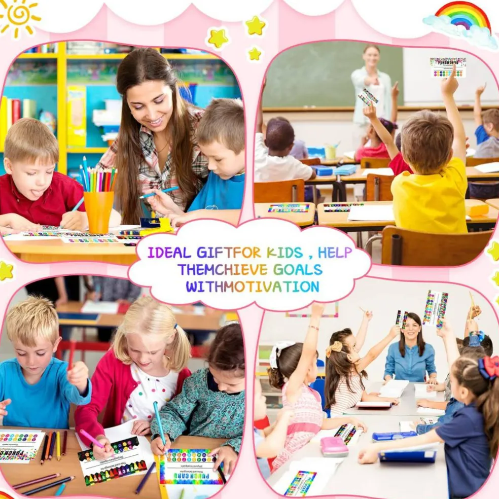 320 Pieces Punch Cards, Incentive Loyalty Reward Card Student Awards Loyalty Cards for Business, Classroom, Kids Behavior, Students, Teachers, 3.5 x 2 Inch, 4 Styles (20 Punches)
