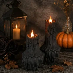 3 Pieces Set Light Up LED Melting Black Plastic Candles