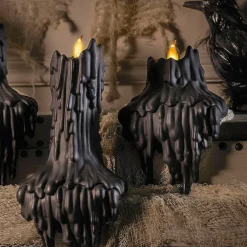 3 Pieces Set Light Up LED Melting Black Plastic Candles