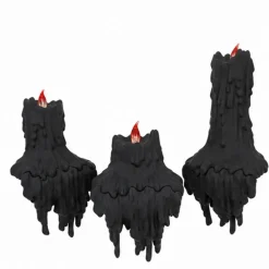 3 Pieces Set Light Up LED Melting Black Plastic Candles