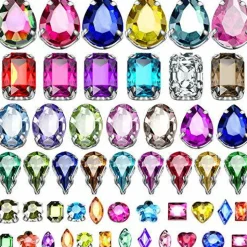 320 Pieces Sew on Rhinestone Glass Crystals Acrylic Gems with Hole Silver Prong Setting Flatback Claw Mix Shape Mix Size for DIY Crafts Dress Clothes Shoes Bag Decorations