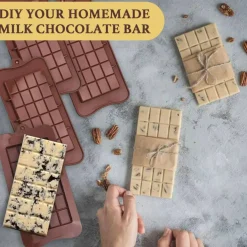 4 Pieces, Snap Candy Bars Making Kit Fondant Mould Set, BPA Free Soy Candle Wax Melt Durable Mold Easy Release Non-Stick for Protein and Energy DIY Handmade Gifts