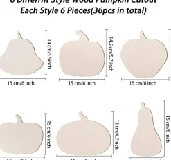36 Pieces Unfinished Wood Pumpkin Cutout Shapes 6 Inch