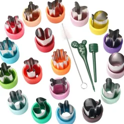 18 Pieces Vegetable Cutter Shapes Set Mini Sizes Cookie Cutters Set Fruit Cookie Stamps Mold