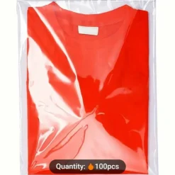100 Pieces (9x12 Inch) Clear Plastic Bags for Packaging, Clothing & T-Shirts Strong Packing Self Adhesive Cellophane Bag
