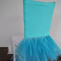 1 Piece Tiff Blue Or Aqua Blue Ballerina Spandex Chiavari Chair Cover Sleek Stretch Fit with Flowing Skirt