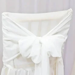 1 Piece White Chiffon Chair Back Cover with Sash Elegant Slipcover for Chiavari Chairs