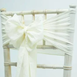 1 Piece White Chiffon Chair Back Cover with Sash Elegant Slipcover for Chiavari Chairs