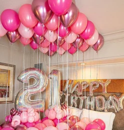 Pink Balloons Metallic Pink Balloon Set 50 Pack 12 Inch Chrome Hot Pink Light Pink Latex Balloons for Birthday Baby Shower Princess Party Wedding Decorations