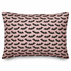 Pink & Black Bat Throw Pillow