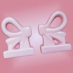 Pink Bow Book End Set