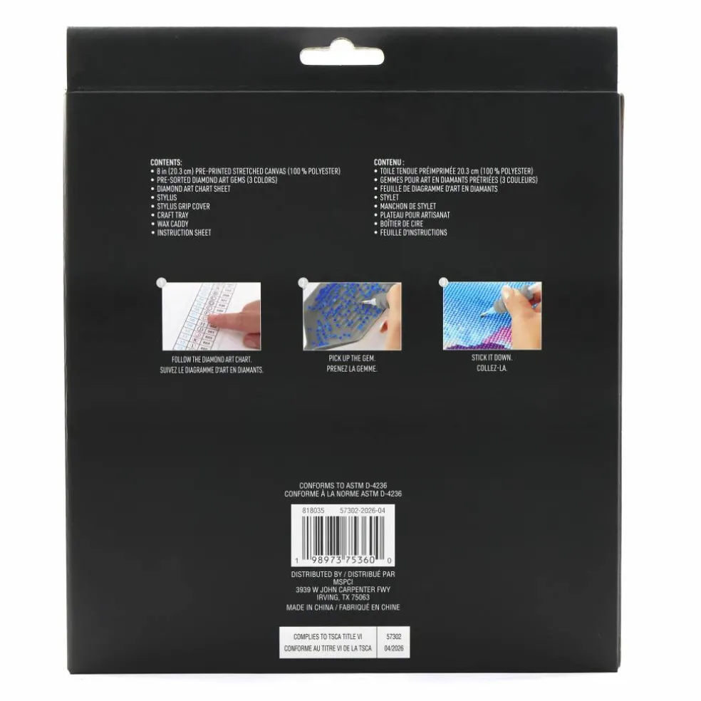 8" Pink Bow Round Stretched Canvas Diamond Art Kit by Make Market®