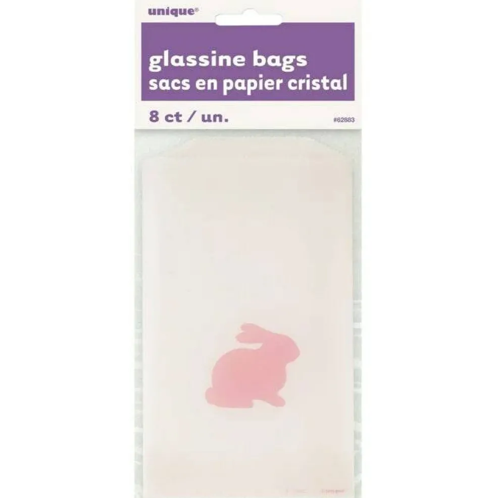Pink Bunny Easter Glassine Treat Bags 8ct