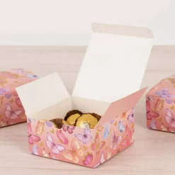 25 Pink Butterfly Themed Party Favor Boxes "Thank You" Print Events Decorations