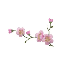 Pink Cherry Blossom - Left Embroidered, Iron on Patch