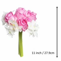 11" Pink & Cream Rose & Hydrangea Real Touch Deluxe Bush by Ashland®