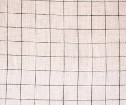 Pink-Deep Gray-White Spence Bryson Check Grid Irish Linen Woven Fabric By the Yard