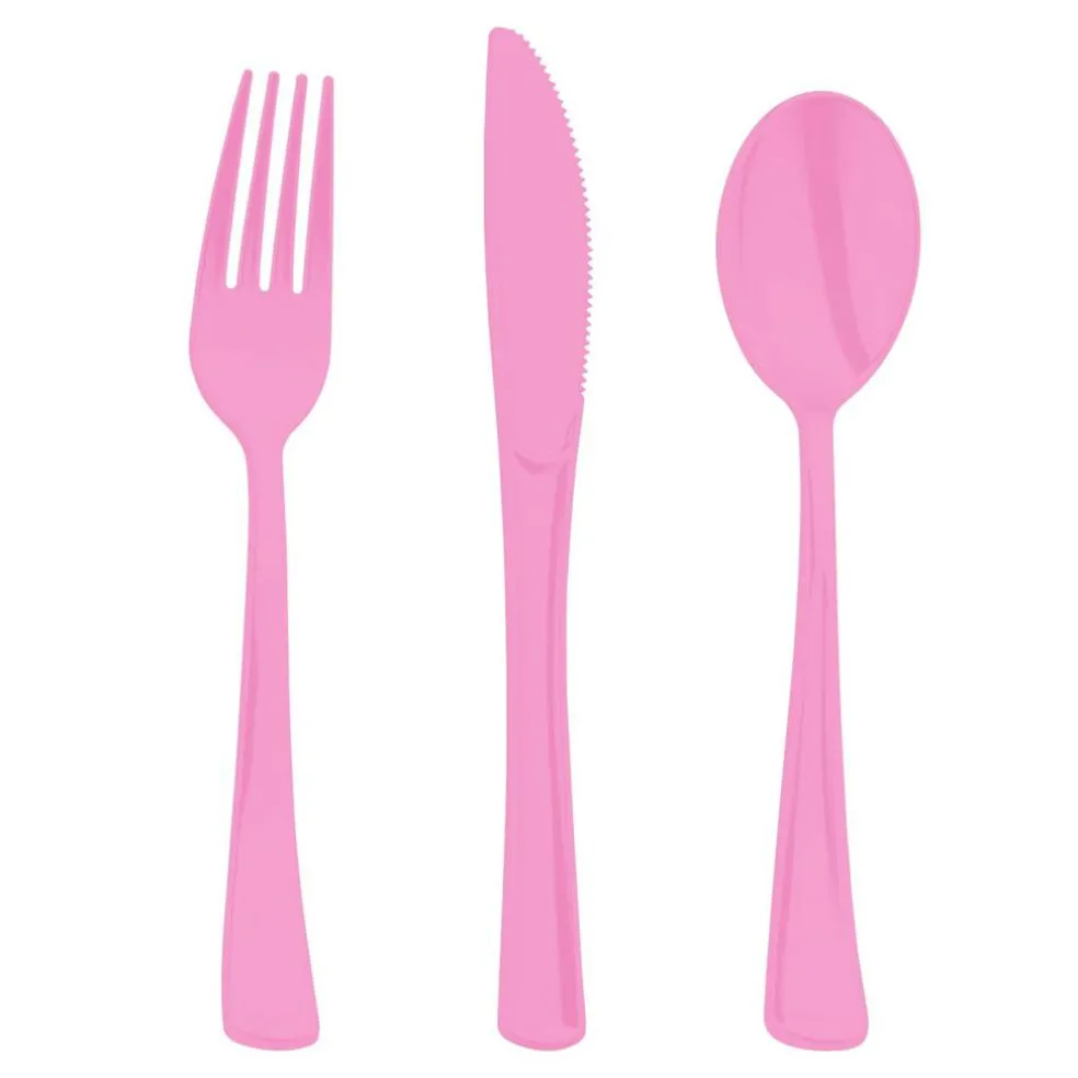 Pink Disposable Plastic Party Cutlery Set (600 Guests)