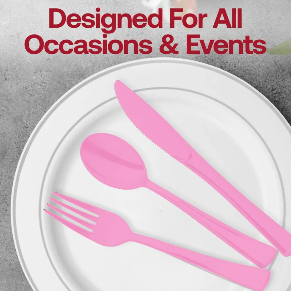 Pink Disposable Plastic Party Cutlery Set (600 Guests)