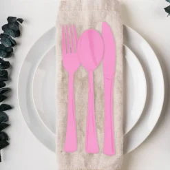 Pink Disposable Plastic Party Cutlery Set (600 Guests)