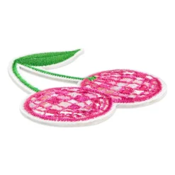 Pink Embroidered Disco Cherries Iron-On & Adhesive Patch by Make Market®