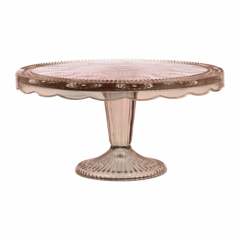 10" Pink Glass Cake Stand by Celebrate It™
