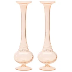 Pink Glass Stem Vase Set