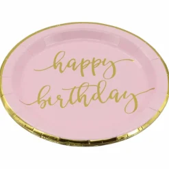 7" Pink & Gold Happy Birthday Snack Plates, 8ct. by Celebrate It™