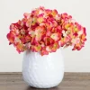 11" Pink Hydrangea Arrangement in White Metal Vase
