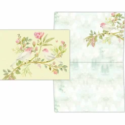 Pink Peony and Pretty Birds