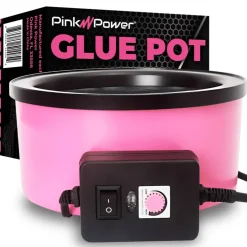 Pink Power Electric Hot Glue Pot for Crafts - 160ml Mini Glue Skillet with Adjustable 225-400°F Temperature for Crafting & DIY Projects