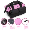 Pink Power 16" Pink Tool Bag for Women - Tool Tote with 22 Storage Pockets, Small Zippered Tool Organizer for Hand Tools, Power Tools & Tool Kits