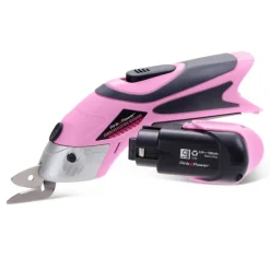 Pink Power 4V Pink Cordless Electric Rechargeable Fabric Scissors and Extra Battery Bundle